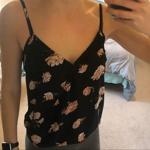 Floral tank with adjustable bust coverage